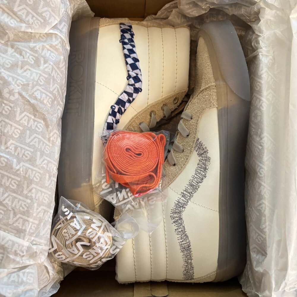 NIB | VANS x Rokit Sk8-Hi 38 DX Shoe Canvas Suede Skate Beige Men's 10